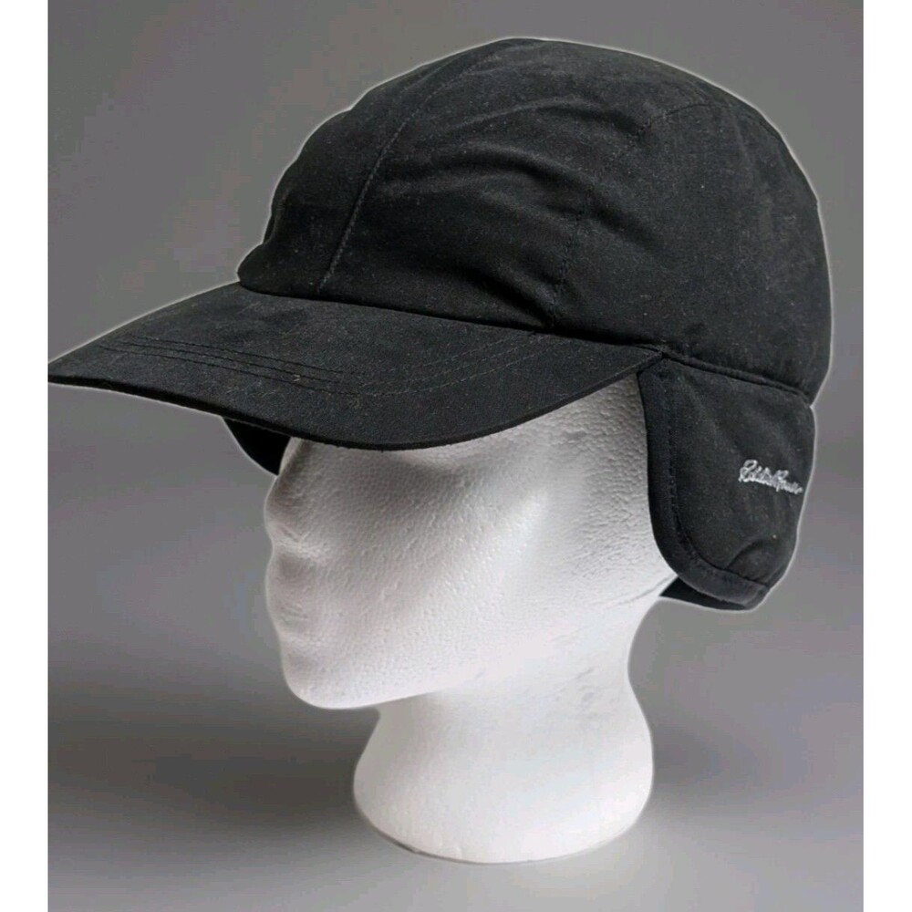 Eddie Bauer Trapper Hat Winter Black Fleece Lined Cap Ear Warmer Adult Size L/XL